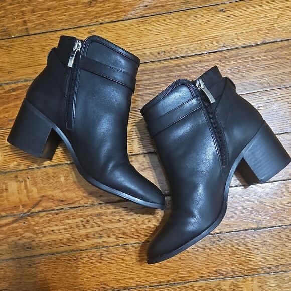 Essex Lane Black Ankle Booties with Silver Buckles - Picture 2 of 12